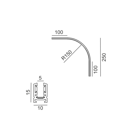 Pinnapealne raadiusnurk PICO_LINE ARC S siinile 16.Sx00, Must - Valgustus Luminance'ilt