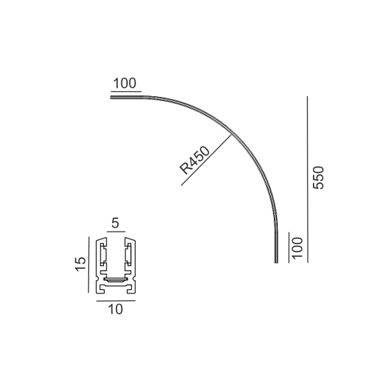 Pinnapealne raadiusnurk PICO_LINE ARC S siinile 16.Sx00, Must - Valgustus Luminance'ilt