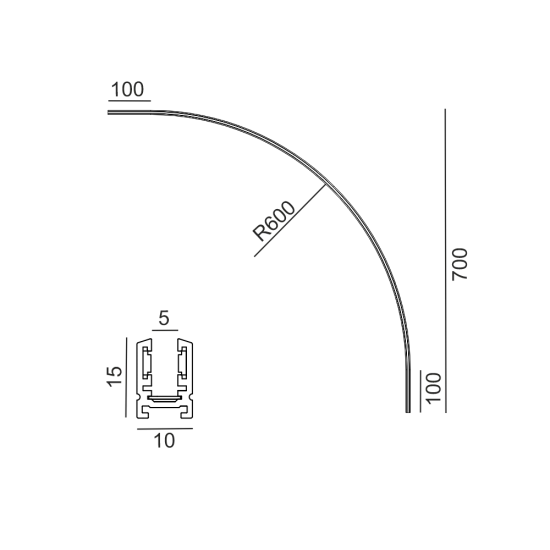 Pinnapealne raadiusnurk PICO_LINE ARC S siinile 16.Sx00, Must - Valgustus Luminance'ilt