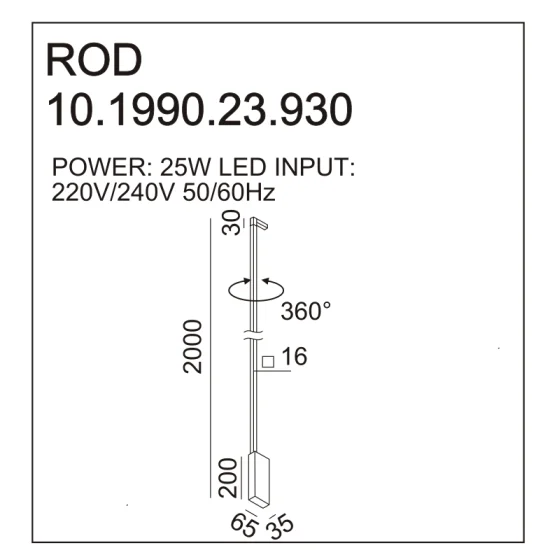 Surface-mounted luminaire ROD, H 1973 mm - Lighting by Luminance