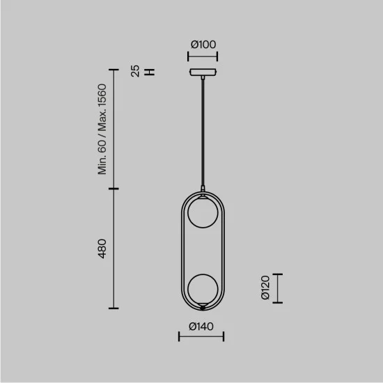 Rippvalgusti Ring, Valge, D100 mm H520 mm - Valgustus Luminance'ilt