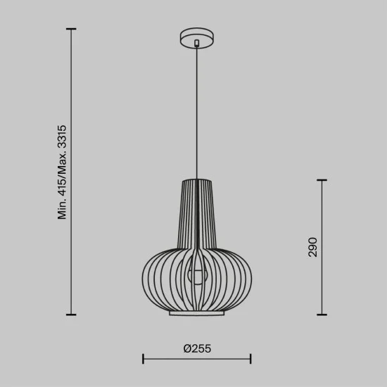 Rippvalgusti Roots, Must - Valgustus Luminance'ilt