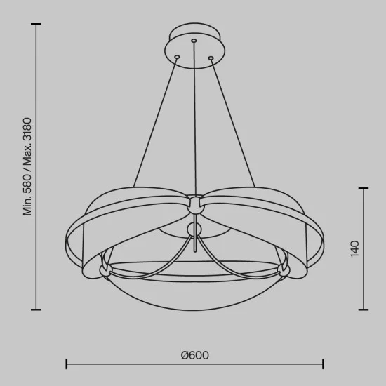 Rippvalgusti Breeze, Messing - Valgustus Luminance'ilt