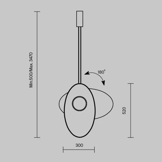 Rippvalgusti Evolution, Must, W520 mm H370 mm - Valgustus Luminance'ilt