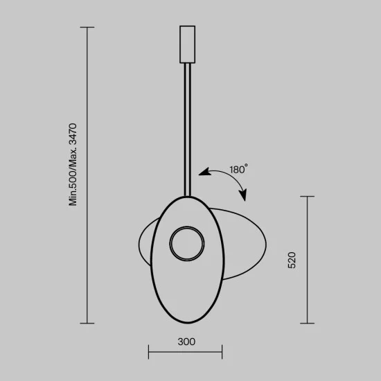 Rippvalgusti Evolution, Must, W520 mm H370 mm - Valgustus Luminance'ilt