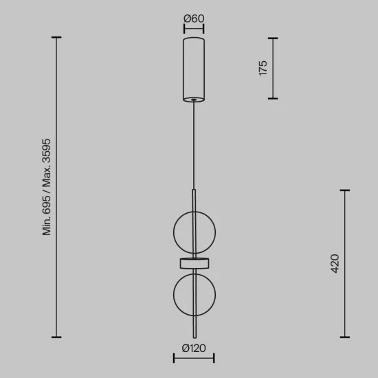 Rippvalgusti Double Moon, Must - Valgustus Luminance'ilt