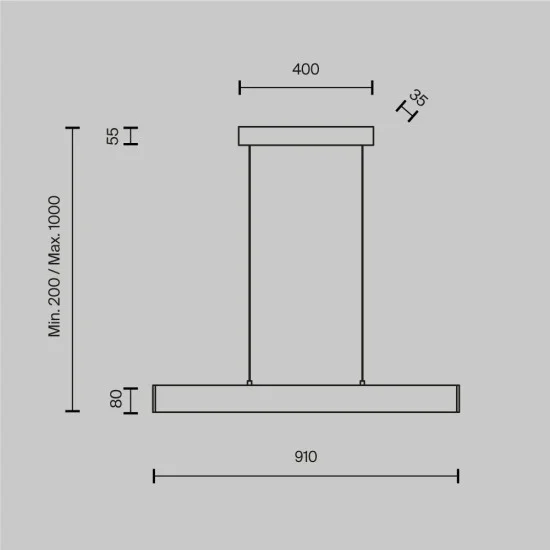 Rippvalgusti Step, Must, W40 mm H200 mm - Valgustus Luminance'ilt