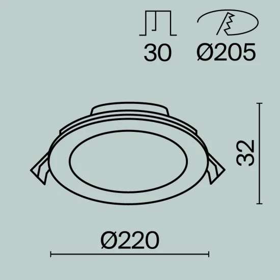 Süvistatav valgusti Stockton, Valge, D220 mm - Valgustus Luminance'ilt
