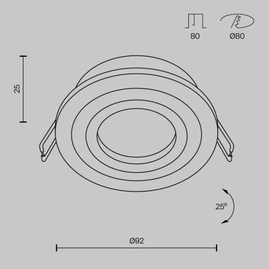 Süvistatav valgusti Atom, Valge, D92 mm - Valgustus Luminance'ilt