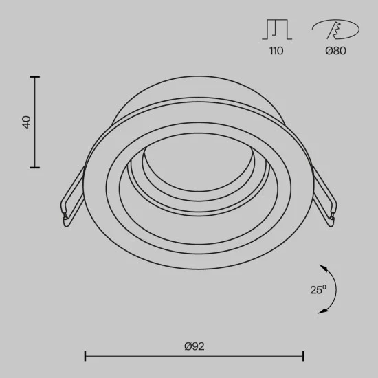 Süvistatav valgusti Atom, Valge, D92 mm - Valgustus Luminance'ilt