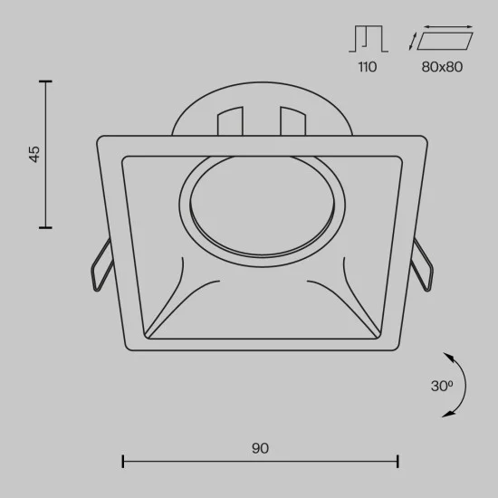 Süvistatav valgusti Dot, Valge, W90 mm - Valgustus Luminance'ilt