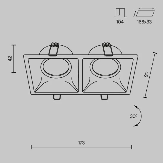 Süvistatav valgusti Dot, Must, W90 mm - Valgustus Luminance'ilt