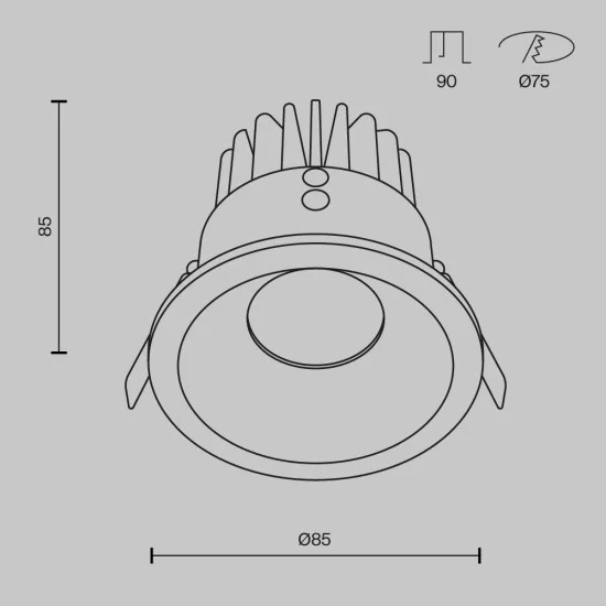 Süvistatav valgusti Zoom, Valge, D85 mm - Valgustus Luminance'ilt