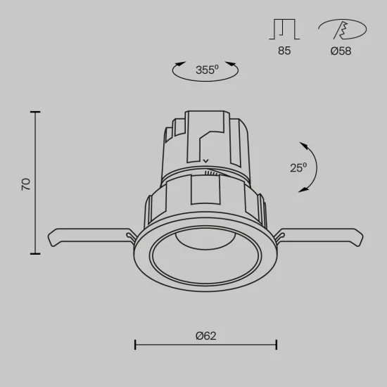 Süvistatav valgusti Wise, Valge, D62 mm - Valgustus Luminance'ilt