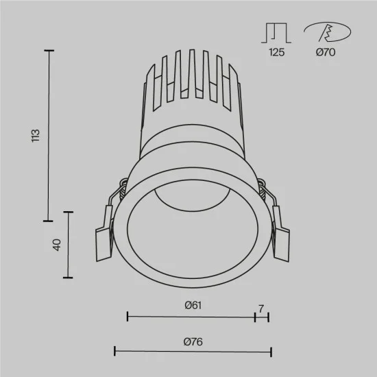 Süvistatav valgusti Dip, Must, D76 mm - Valgustus Luminance'ilt