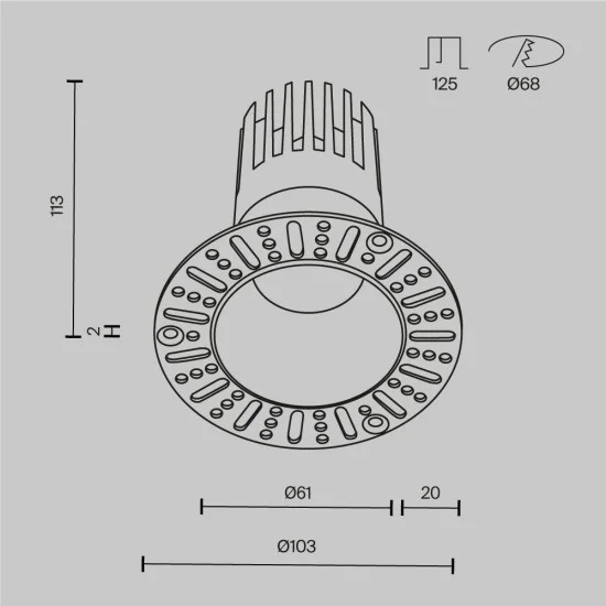 Süvistatav valgusti Dip, Must, D103 mm - Valgustus Luminance'ilt