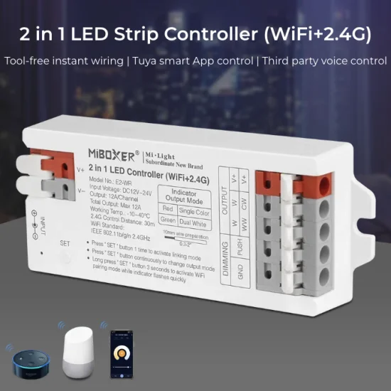2-in-1 LED сontroller (WiFi + 2.4G, 12A) 12V...24V - Lighting by Luminance