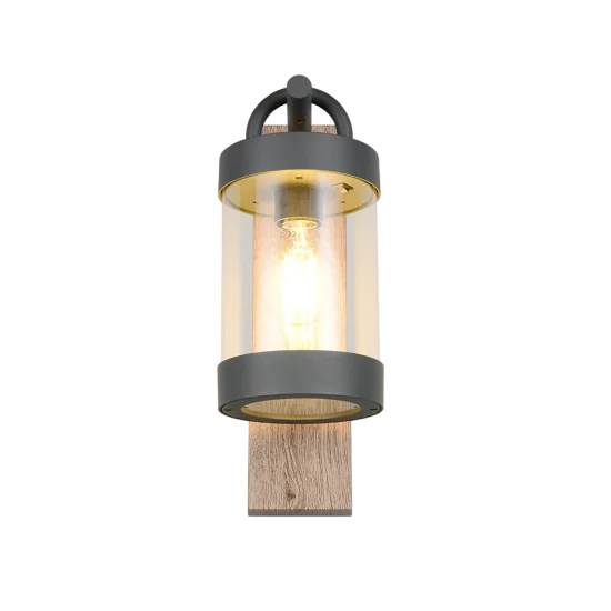 Sambesi seinalamp, puiduimitatsioon, 33 cm, 12,5 cm, 18,6 cm, survealumiinium (204160135) - Valgustus Luminance'ilt