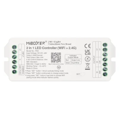 2-in-1 LED сontroller (WiFi + 2.4G, 20A) 12V...48V - Lighting by Luminance 2-in-1 LED сontroller (WiFi + 2.4G, 20A) 12V...48V - Lighting by Luminance